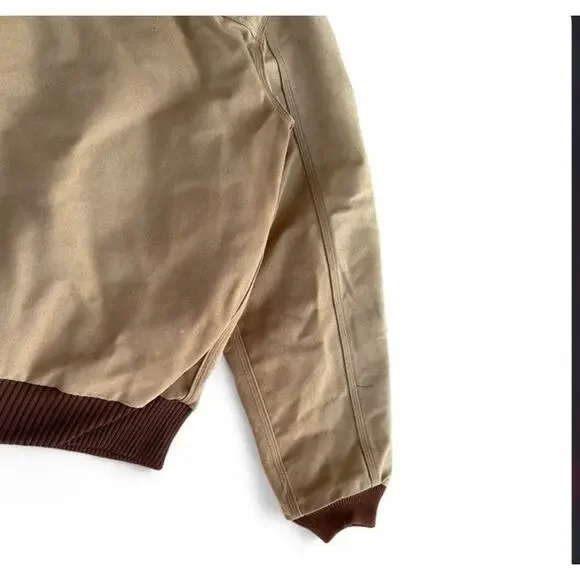 Vintage Carhartt J13BRN Santa Fe Duck Canvas Coat Red Flannel Lined Men’s 2XL - Picture 9 of 11